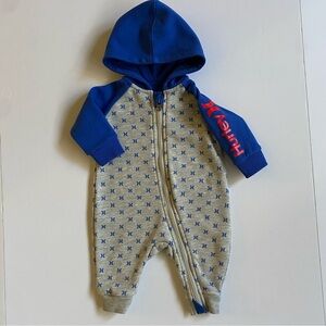 Hurley One Piece Outfit 3 Months Logo Hoodie Blue Gray Bunting Baby Boys Girls